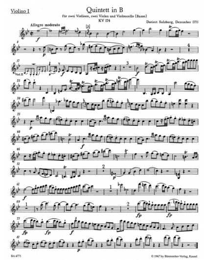 Quintet in G minor KV 516/ Parts