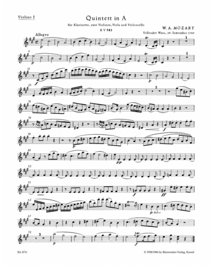 Quintett in A Major KV 581/ Partes mozart