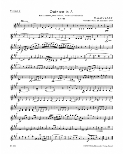 Quintett in A Major KV 581/ Partes mozart
