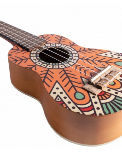 Ukelele Soprano Bamboo Orange Mandala B1E-OM