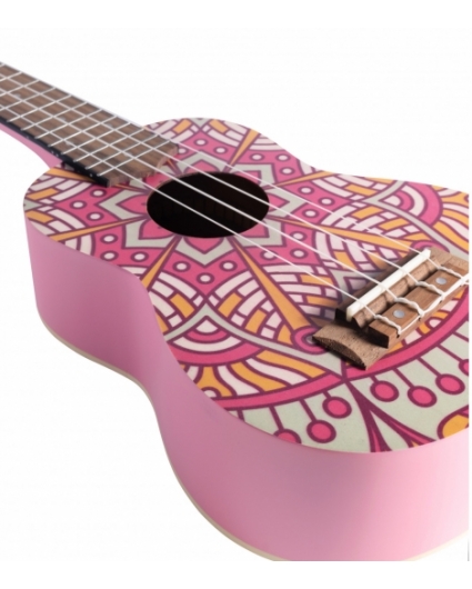 Ukelele Soprano Bamboo Pink Mandala  B1E-PM