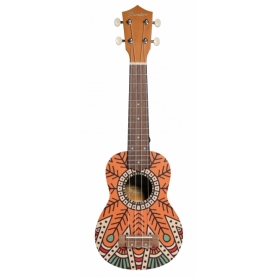 Ukelele Soprano Bamboo Orange Mandala B1E-OM